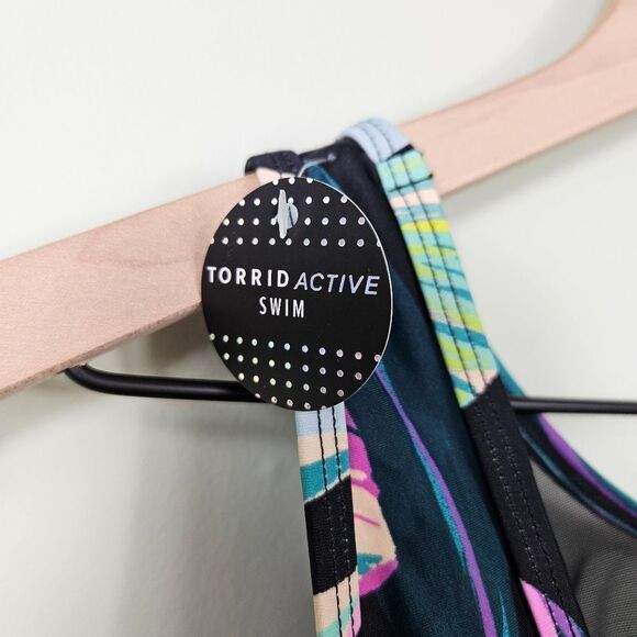 NWT Torrid Mesh High Neck One-Piece Swimsuit. Multi-Colored 1X - Picture 8 of 15